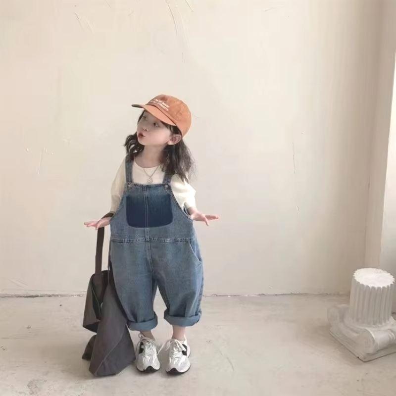 Baby Overall Denim - بدلة جينز للأطفال مناسبة للجنسين، أوفرول