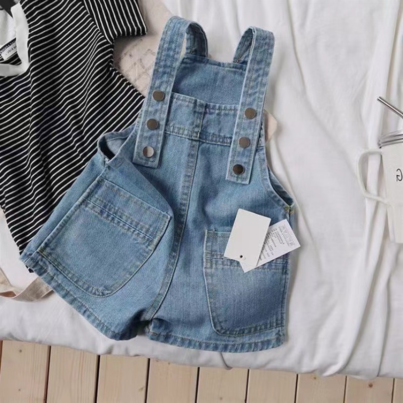 Baby Overall Denim - أفرول جينز صيفي للجنسين للأولاد والبنات،