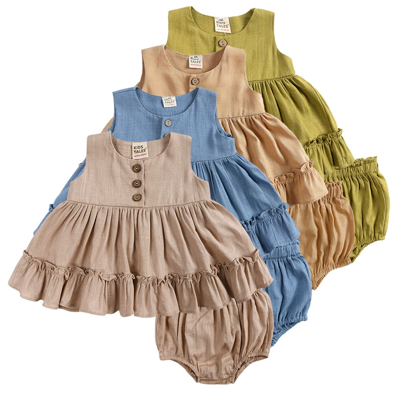 Baby Clothing Layers - القطن الكتان طفل الفتيات الملابس 2