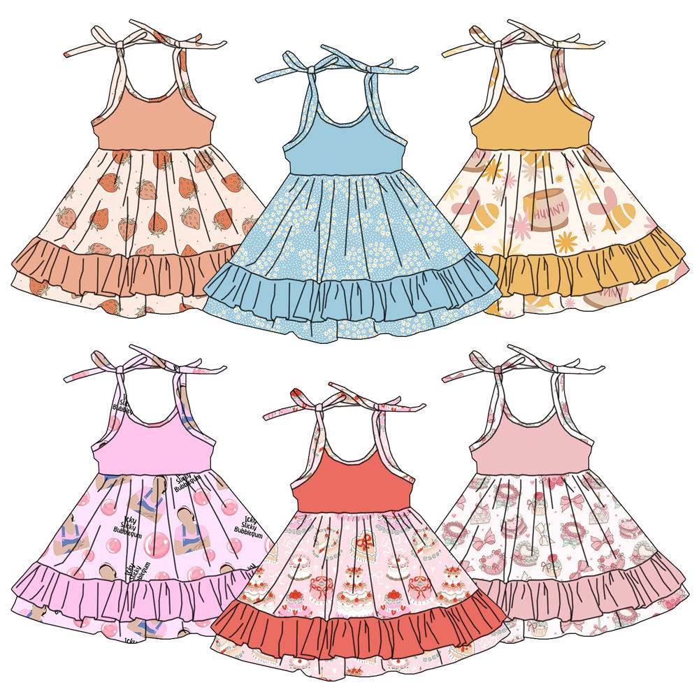 Baby Clothing Layers - فستان بناتي صيفي بطبعة فراولة بنمط