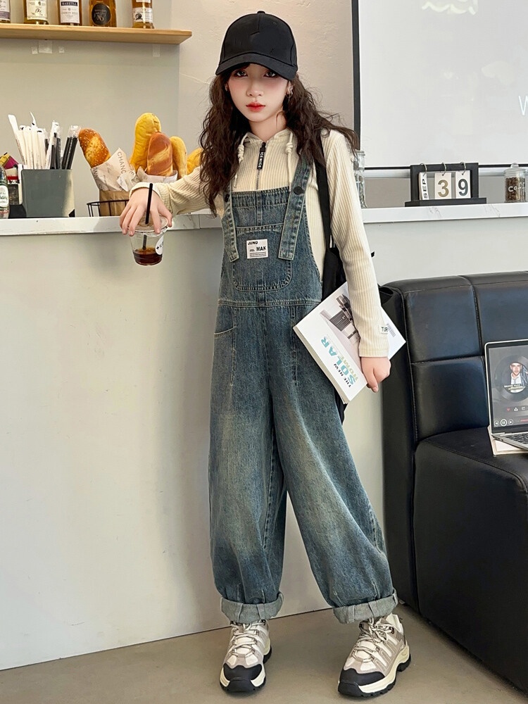Baby Overall Denim - أفرولات جينز مريحة للبنات لفصل الربيع،