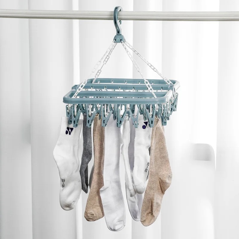 شماعة تجفيف الملابس مع 32 مشبك - مراجعة Baby Clothing Hanging Rack وسعره