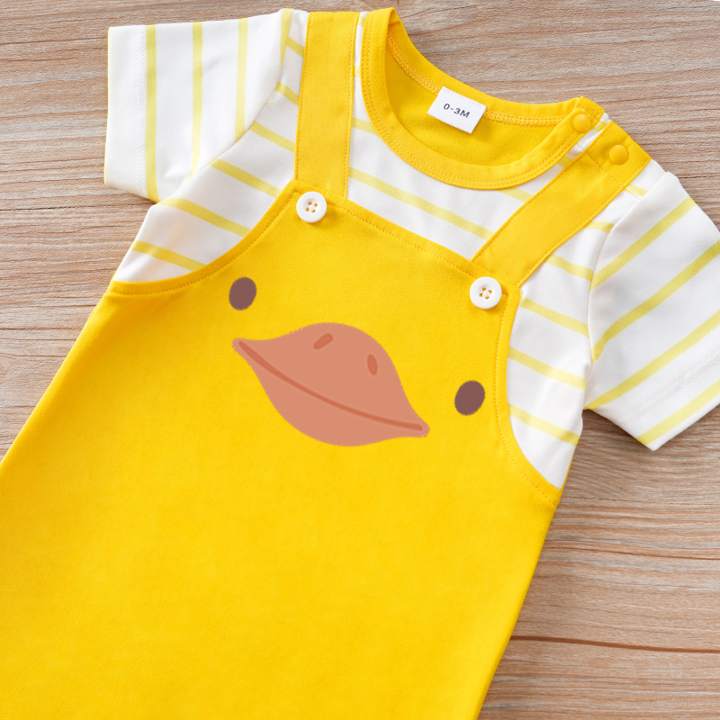 طباعة حيوانات لطيفة مع حمالات  - مراجعة Baby Clothing Yellow وسعره