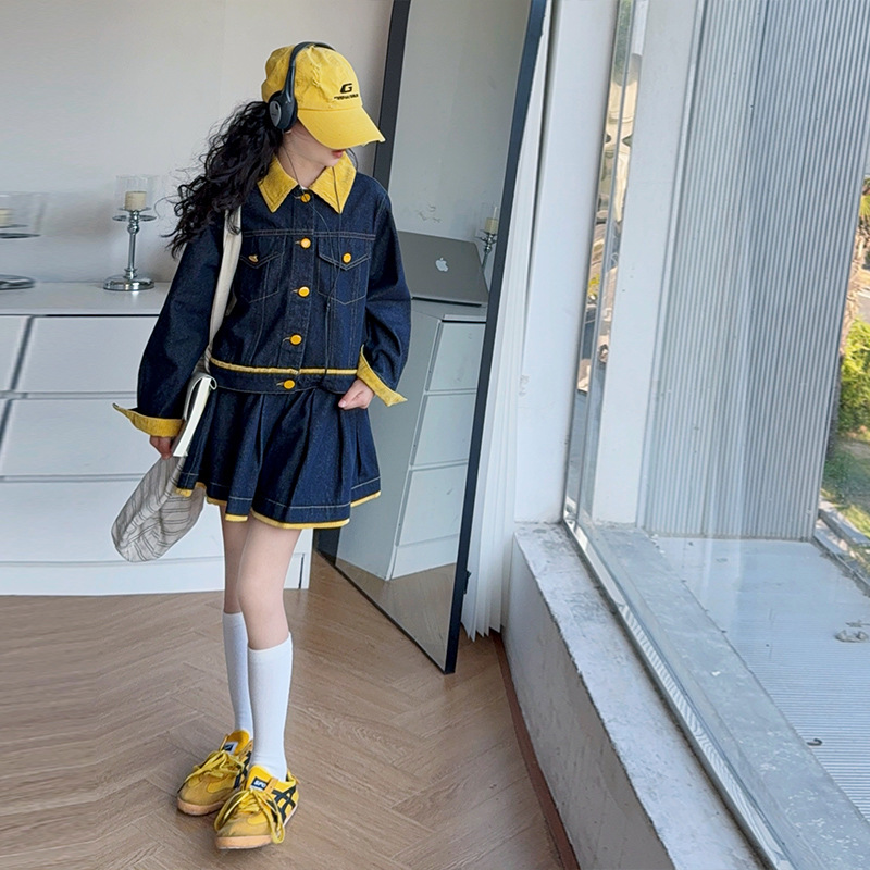 طقم جاكيت دنيم أصفر عصري للفتي - مراجعة Baby Clothing Yellow وسعره